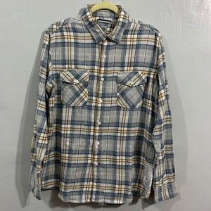 ✨ WINGS HAWAII Vintage Boyfriend Flannel Plaid Shirt Crochet Back NWOT - Size M